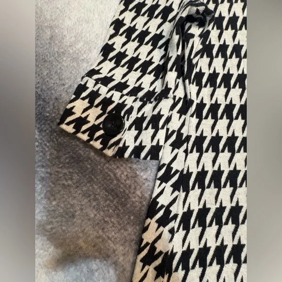 Unbranded Gray Black Large Houndstooth Mock Neck Knit Stretch Dress Medium M - Picture 6 of 7